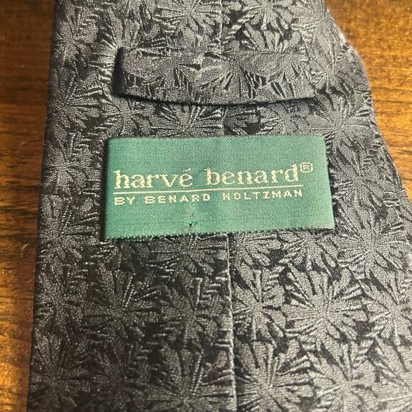 ⭐️‎ Harve Bernard 100% Silk Handmade Black Neck Tie Men's Formal Stylish Vintage - Picture 7 of 7